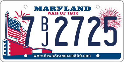 MD license plate 7BJ2725