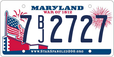 MD license plate 7BJ2727