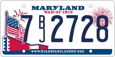 MD license plate 7BJ2728