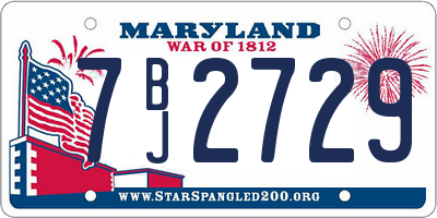 MD license plate 7BJ2729