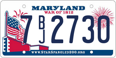 MD license plate 7BJ2730