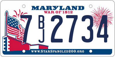 MD license plate 7BJ2734