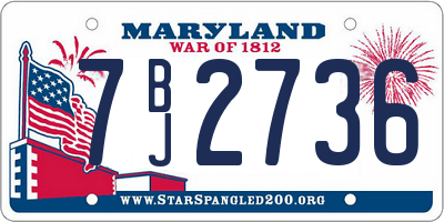 MD license plate 7BJ2736