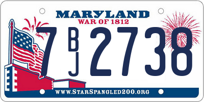 MD license plate 7BJ2738