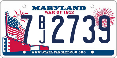 MD license plate 7BJ2739