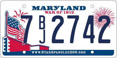 MD license plate 7BJ2742