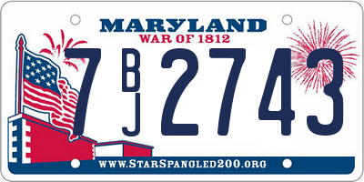 MD license plate 7BJ2743