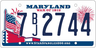 MD license plate 7BJ2744