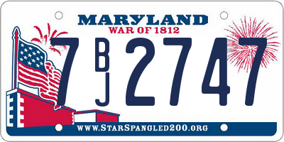 MD license plate 7BJ2747