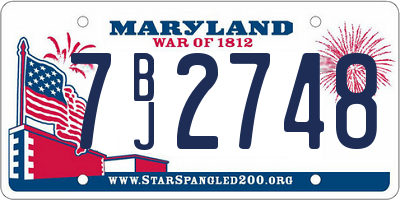 MD license plate 7BJ2748