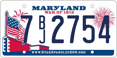 MD license plate 7BJ2754