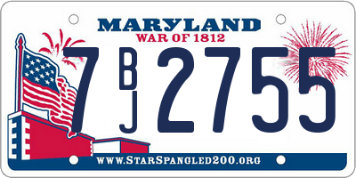 MD license plate 7BJ2755
