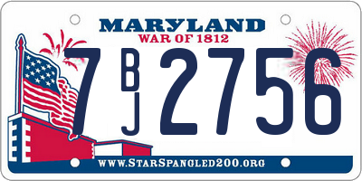 MD license plate 7BJ2756