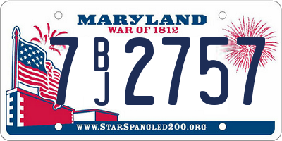 MD license plate 7BJ2757
