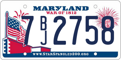 MD license plate 7BJ2758