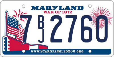 MD license plate 7BJ2760