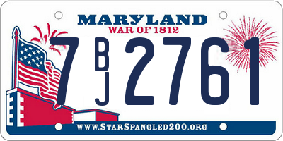MD license plate 7BJ2761