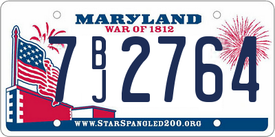 MD license plate 7BJ2764