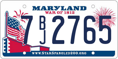MD license plate 7BJ2765