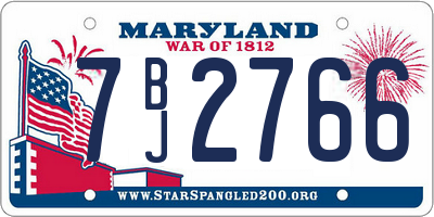 MD license plate 7BJ2766
