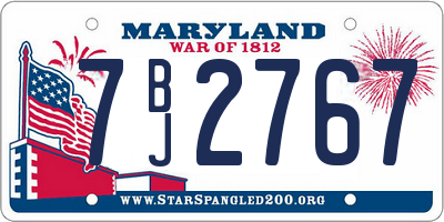 MD license plate 7BJ2767