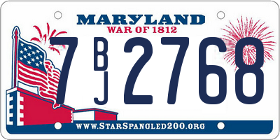 MD license plate 7BJ2768