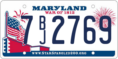 MD license plate 7BJ2769