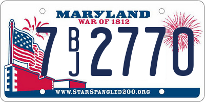 MD license plate 7BJ2770
