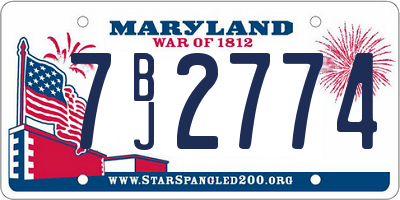 MD license plate 7BJ2774
