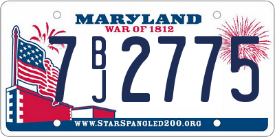 MD license plate 7BJ2775