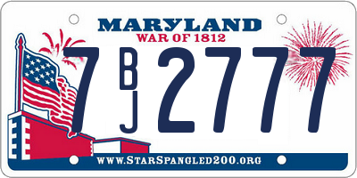 MD license plate 7BJ2777