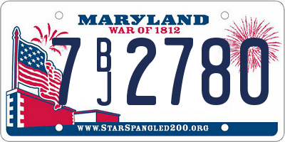 MD license plate 7BJ2780