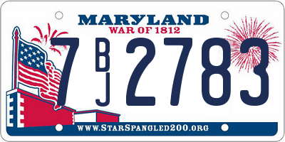 MD license plate 7BJ2783