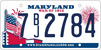 MD license plate 7BJ2784
