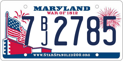 MD license plate 7BJ2785