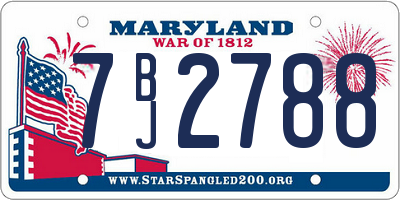 MD license plate 7BJ2788