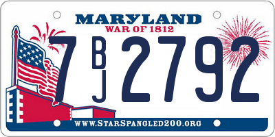 MD license plate 7BJ2792