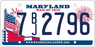 MD license plate 7BJ2796