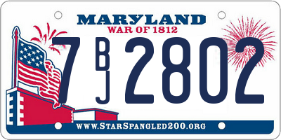 MD license plate 7BJ2802