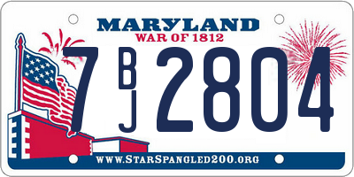MD license plate 7BJ2804