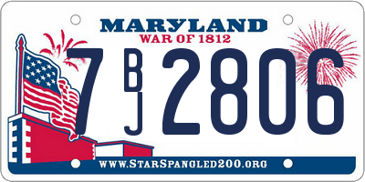 MD license plate 7BJ2806