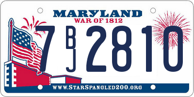MD license plate 7BJ2810