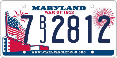 MD license plate 7BJ2812