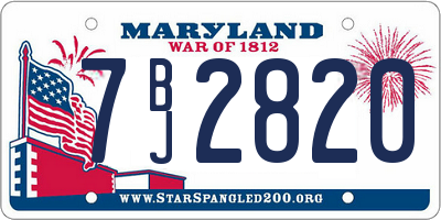 MD license plate 7BJ2820