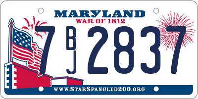 MD license plate 7BJ2837