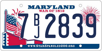 MD license plate 7BJ2839