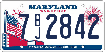 MD license plate 7BJ2842