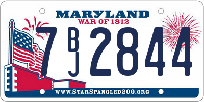 MD license plate 7BJ2844