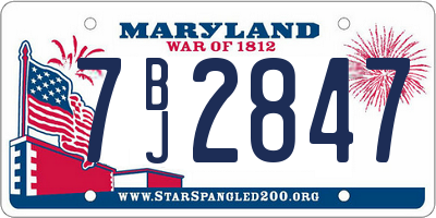MD license plate 7BJ2847