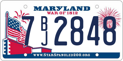 MD license plate 7BJ2848